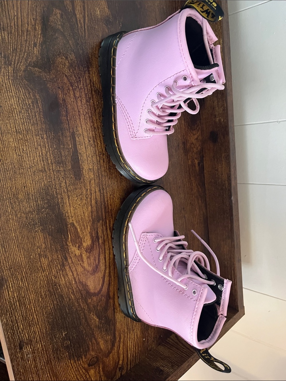 Dr. Martens Kids Light Pink Lace-Up Combat Boots